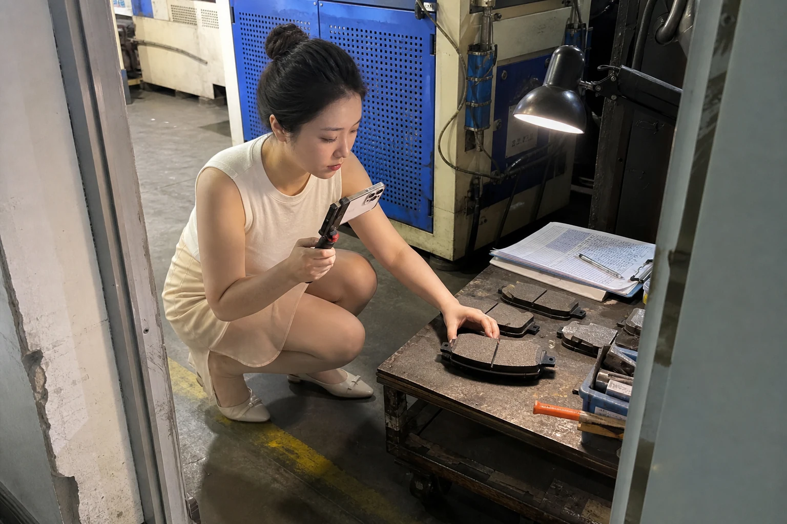 制动片加工样件与摩擦材料批次试装验收现场记录