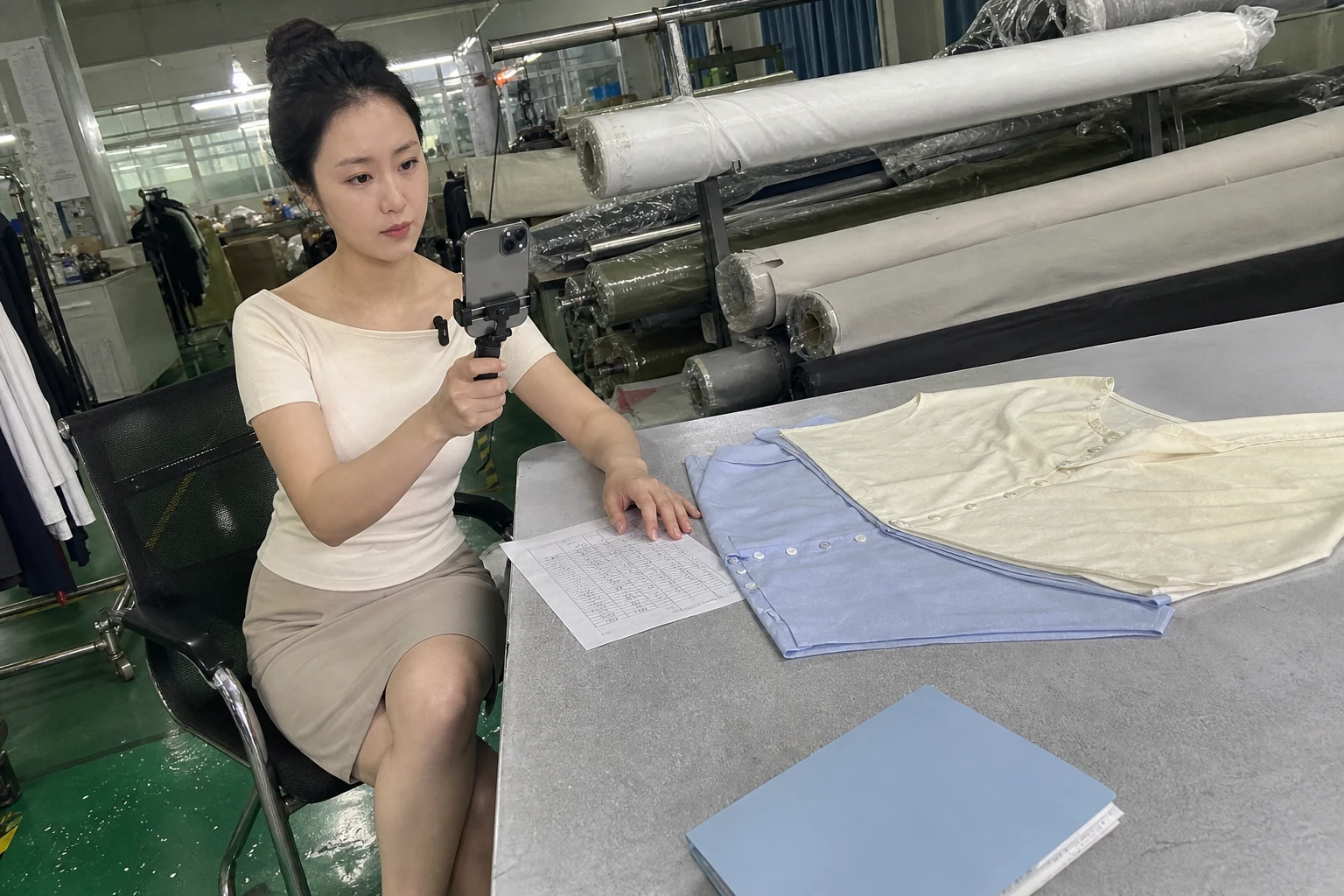 熨烫加工温度记录与成衣短批验收现场